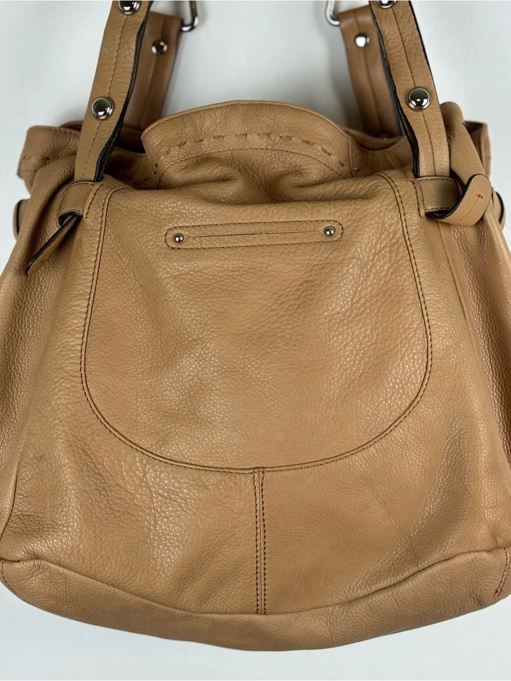 B Makowsky Leather Slouchy Hobo Shoulder Bag in Tan/Camel Shade